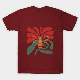 Abstract Bee & Flower Image in Bright Earthy Colors T-Shirt